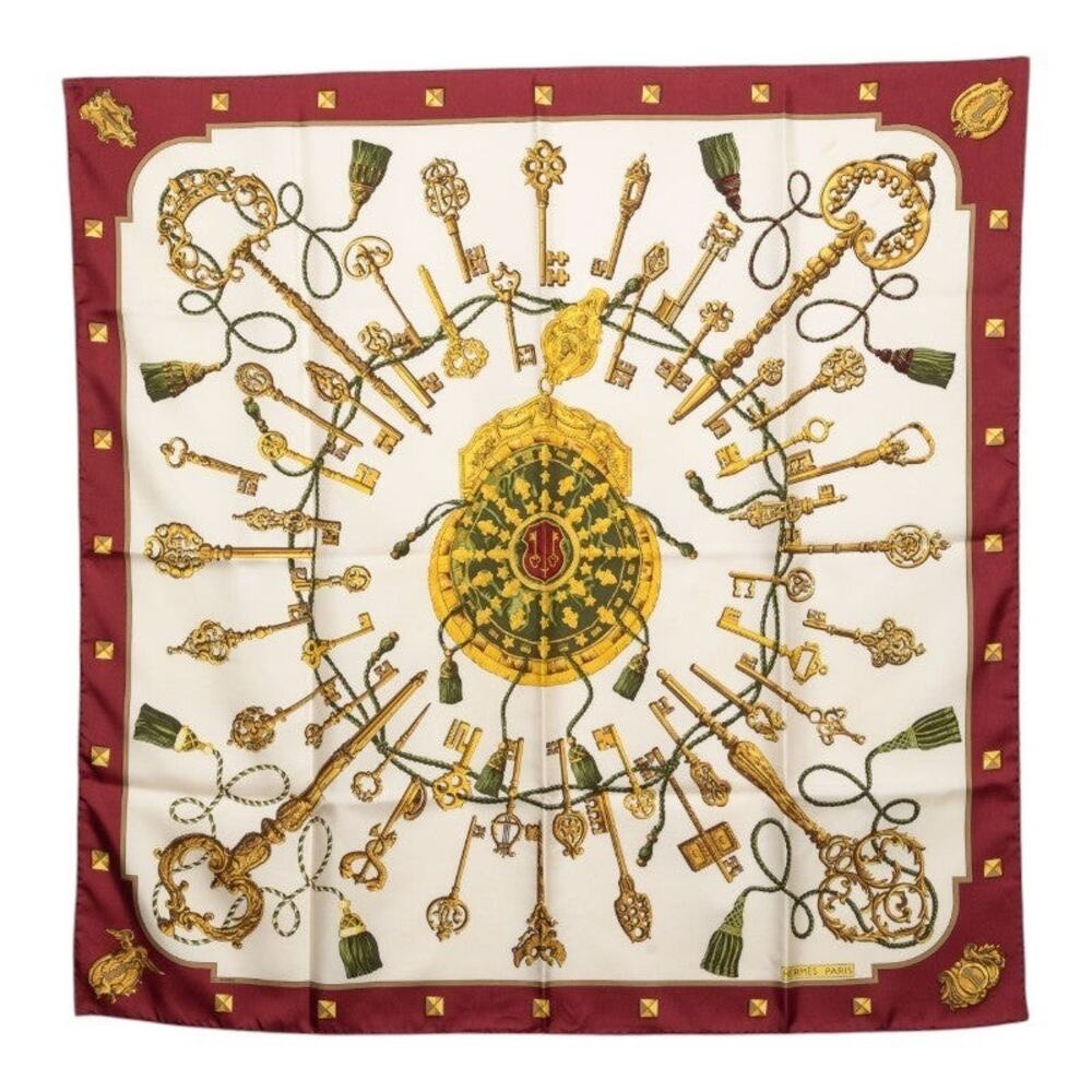 Hermes Silk Carre 90 Les Cles The Keys Rare Scarf Ivory